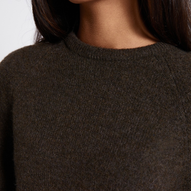 Wide sleeve knit tee "Perla" Brown